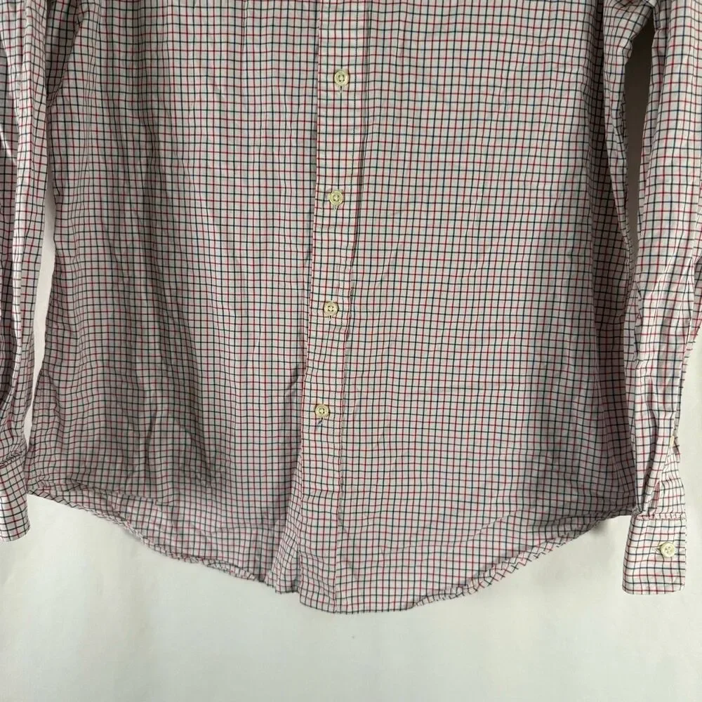 Ralph Lauren Dress Shirt Men's Medium Red Blue Plaid Button Up Long Sleeve